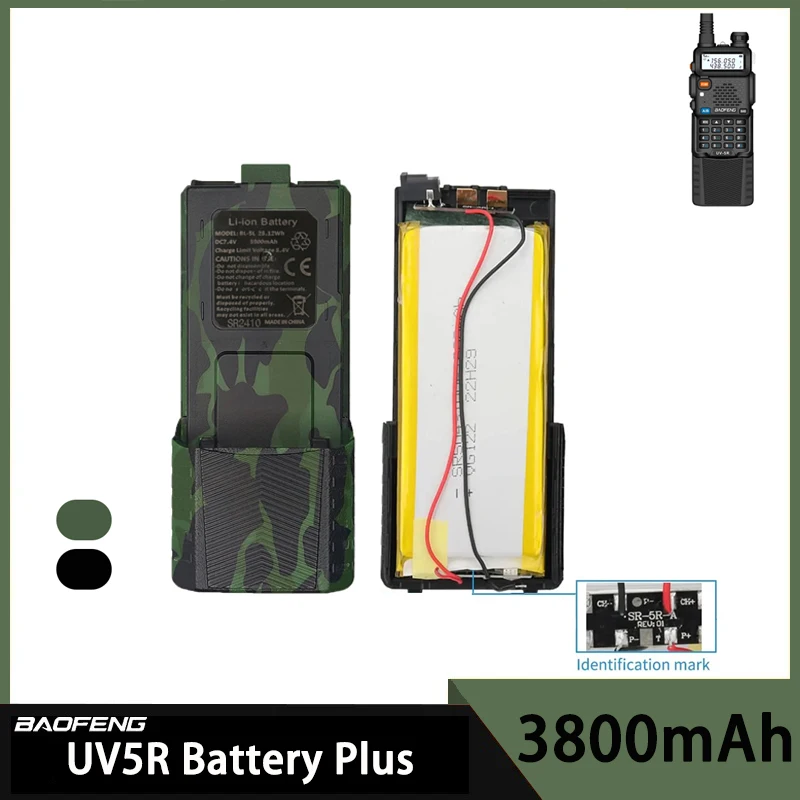 BF-UV5R Plus 8W Battery 3800mAh Walkie Talkie Rechargeable Battery UV-5R Radio Accessories UV5RA UV5RE Batteries BL-5 Extended