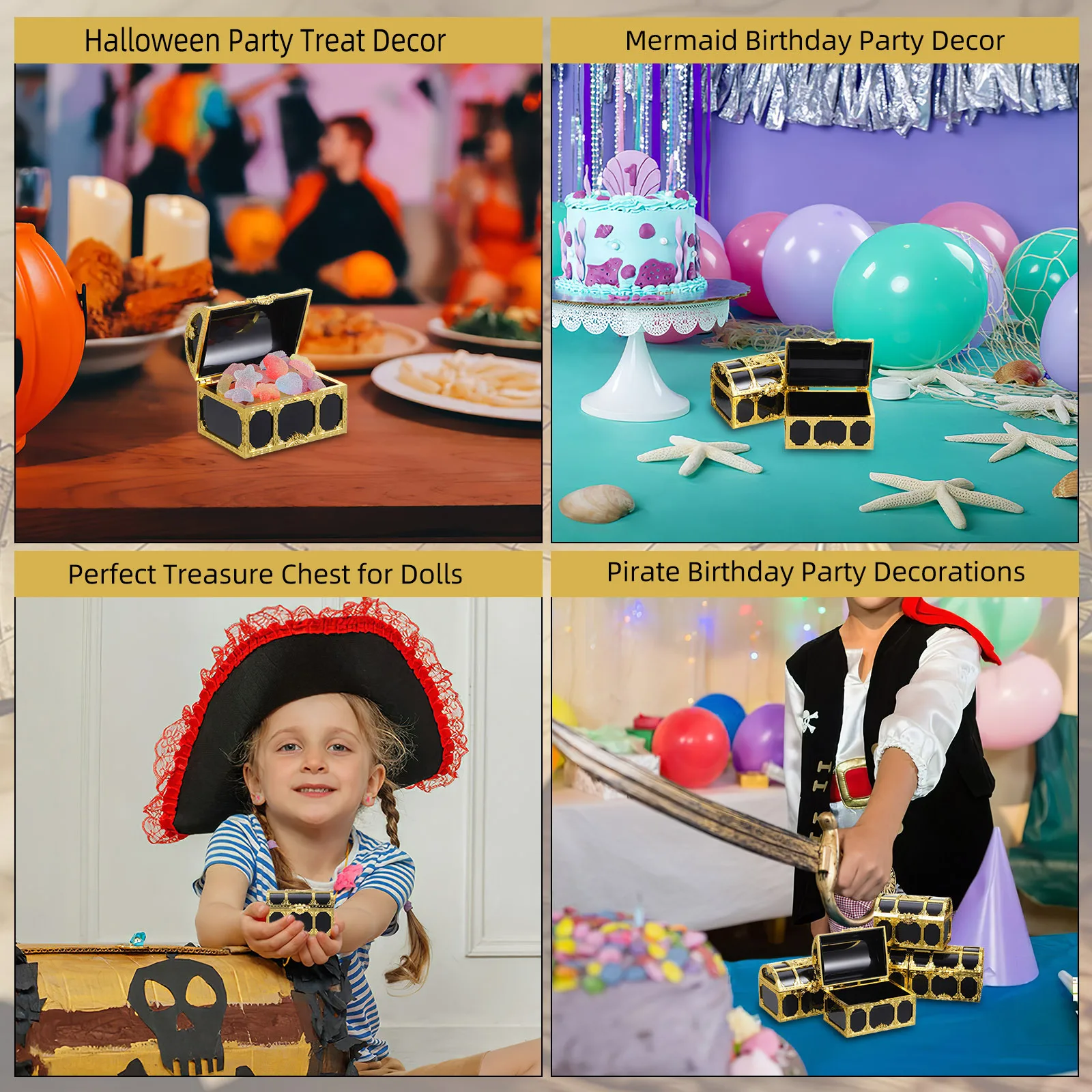 

12 pcs Plastic Pirate Candy Boxes Vintage Treasure Chests For Kids Party Favors Storage Classroom Prizes Gift Packaging