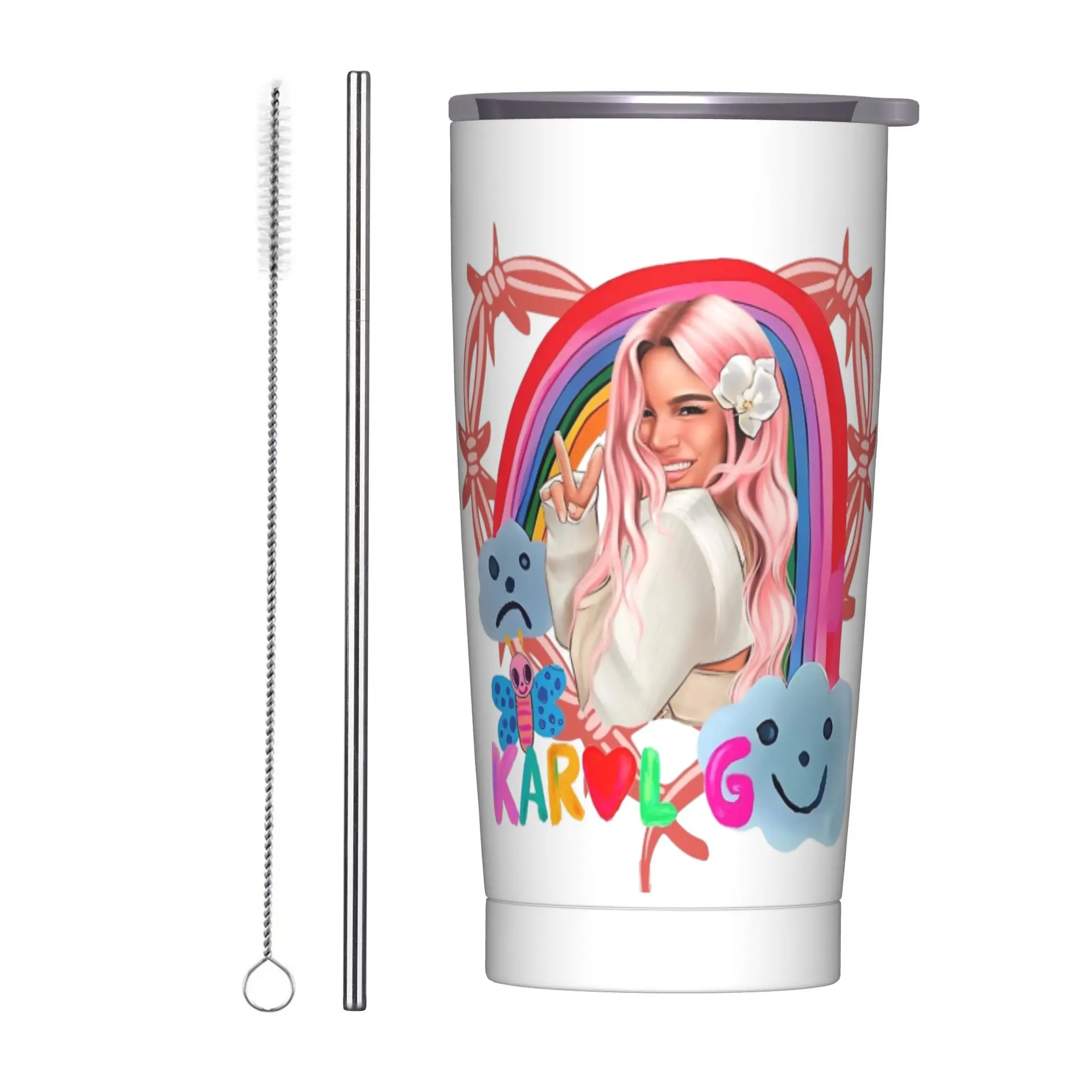 Vaso Térmico de Acero Inoxidable Manana Sera Karol G, Tazas Térmicas con Aislamiento para Bebidas Frías y Calientes, Botella de Agua para Viajeros