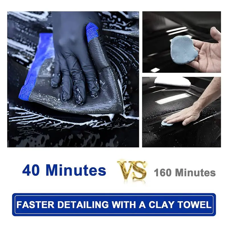 Clay Towel, 4 Pack Clay Towel Auto Detailing, Fine Grade Microfiber Car Clay Towel, DIY Detail Clay Towels