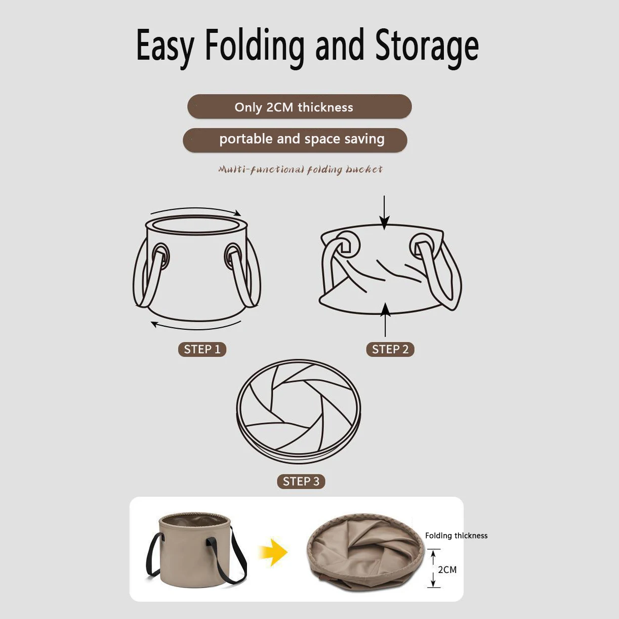 في الهواء الطلق دلو قابل للطي سعة كبيرة المحمولة متعددة تخزين حوض قابل للطي لصيد الأسماك التخييم السفر المشي لمسافات طويلة نقع القدم