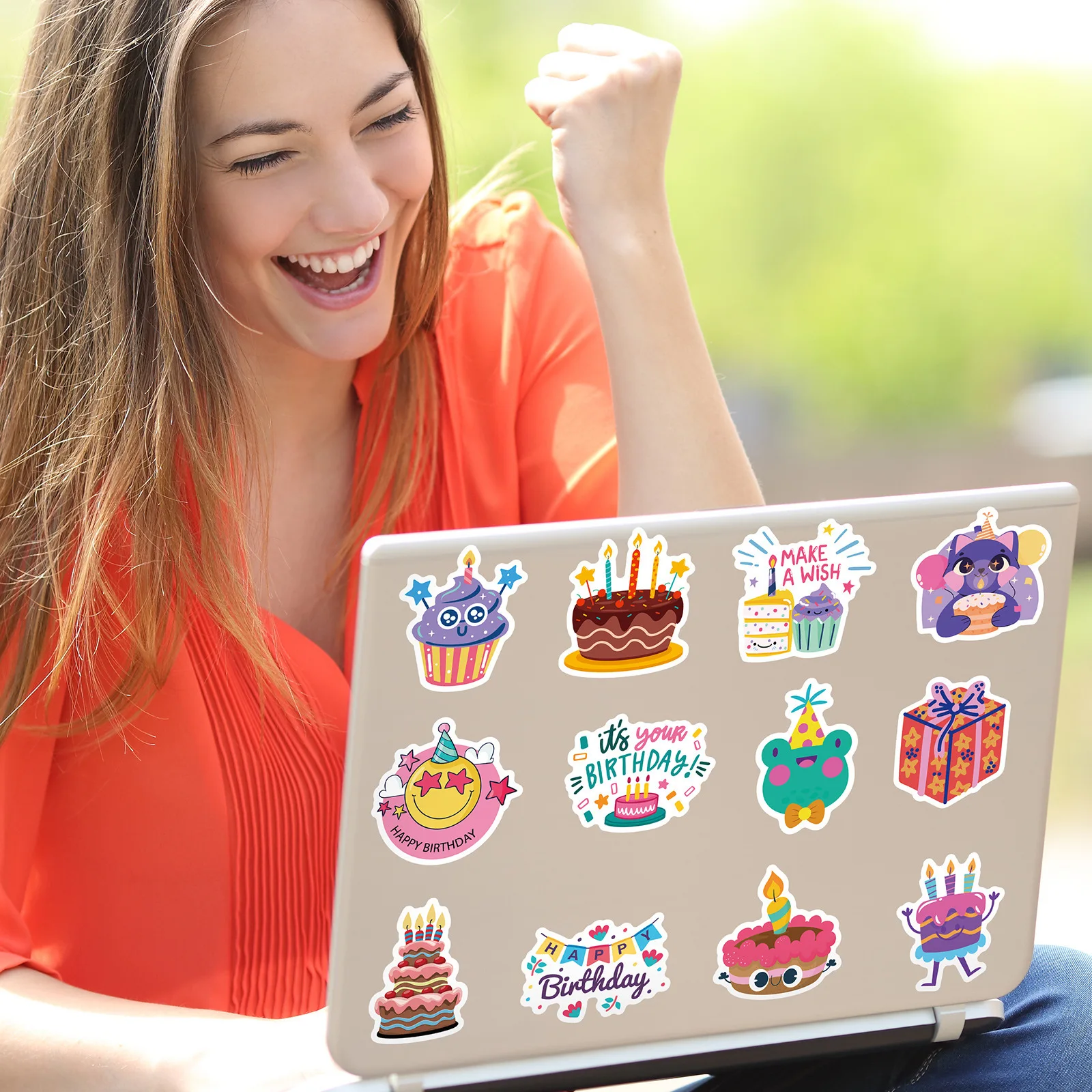 50Pcs Celebrating Birthday Party Series Stickers For Mobile Phone Shell Skateboard Decorative Stickers DIY Toy Sticker Pack