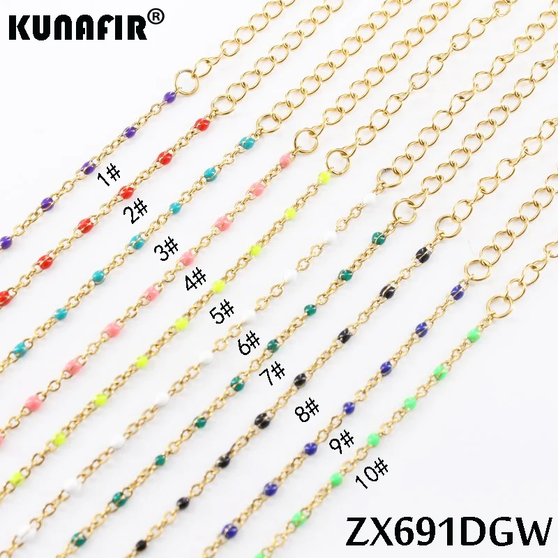 

Add short chain 10pcs-20pcs golden color 1.5mm cross chain with colors resin stainless steel necklace women fashion ZX691DGW