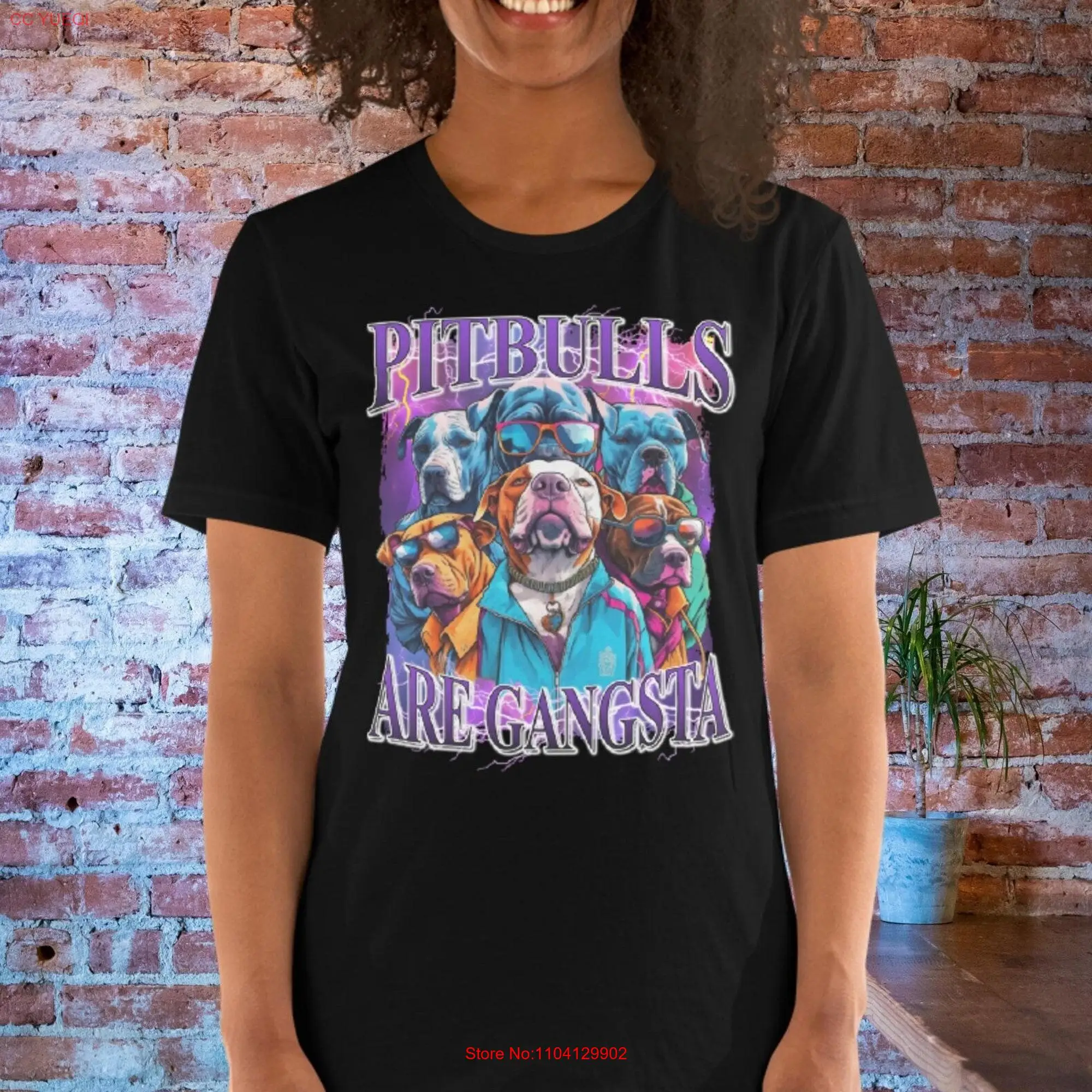 Pitbull T Shirt for Pitty Owners Vintage 90s Y2K Gangsta Pit bull Gangster American Parent long or short sleeves