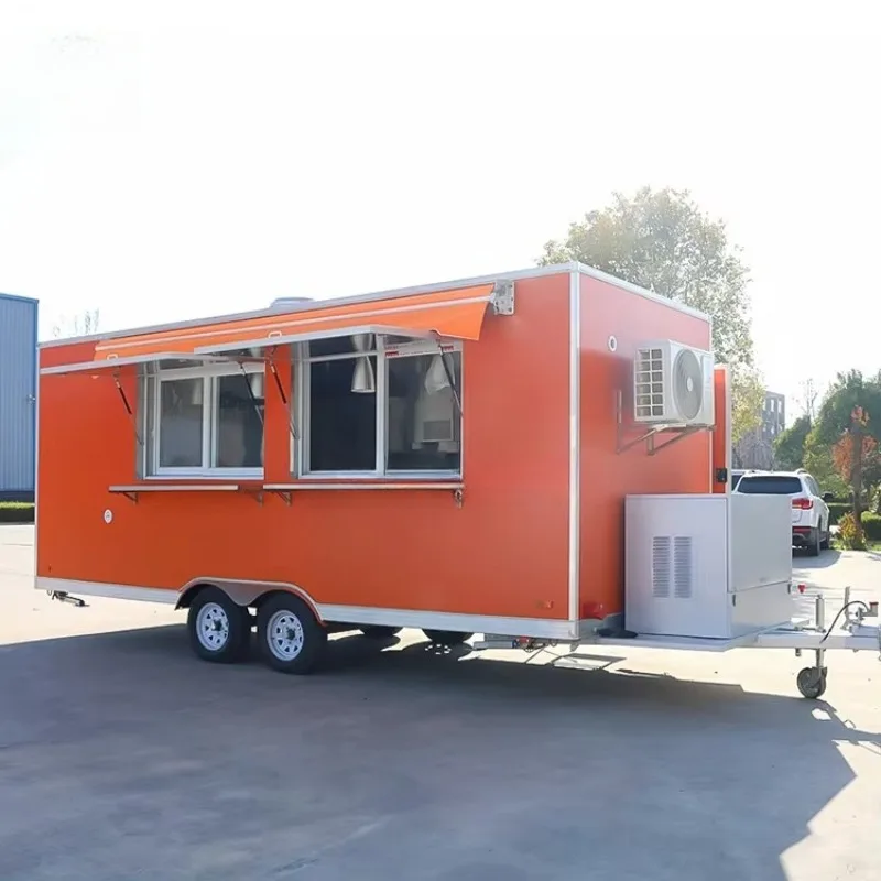 Commercial Mobile Food Trailer Outdoor Portable Catering Cart Fast Food Kiosk Street Food Equipment