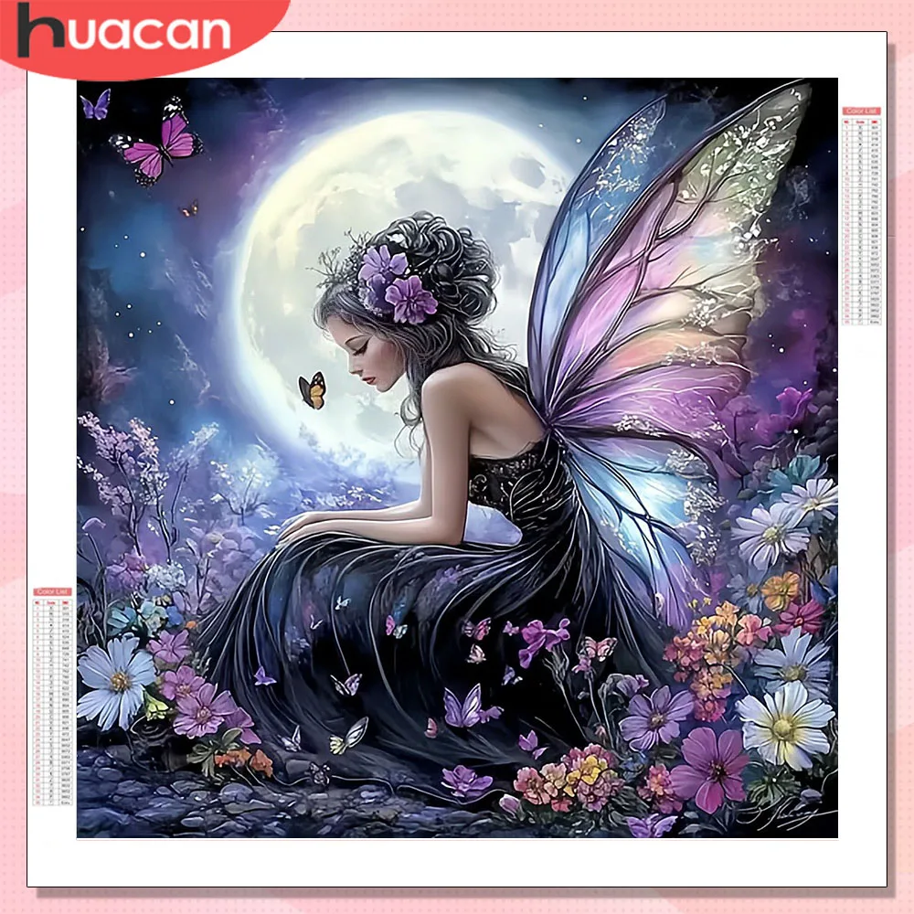 HUACAN Diamant Malerei Kits Frau Porträt Schmetterling Kunst Wohnzimmer Dekoration Blume Mosaik Harz Quadrat Bohrer Diy Geschenk
