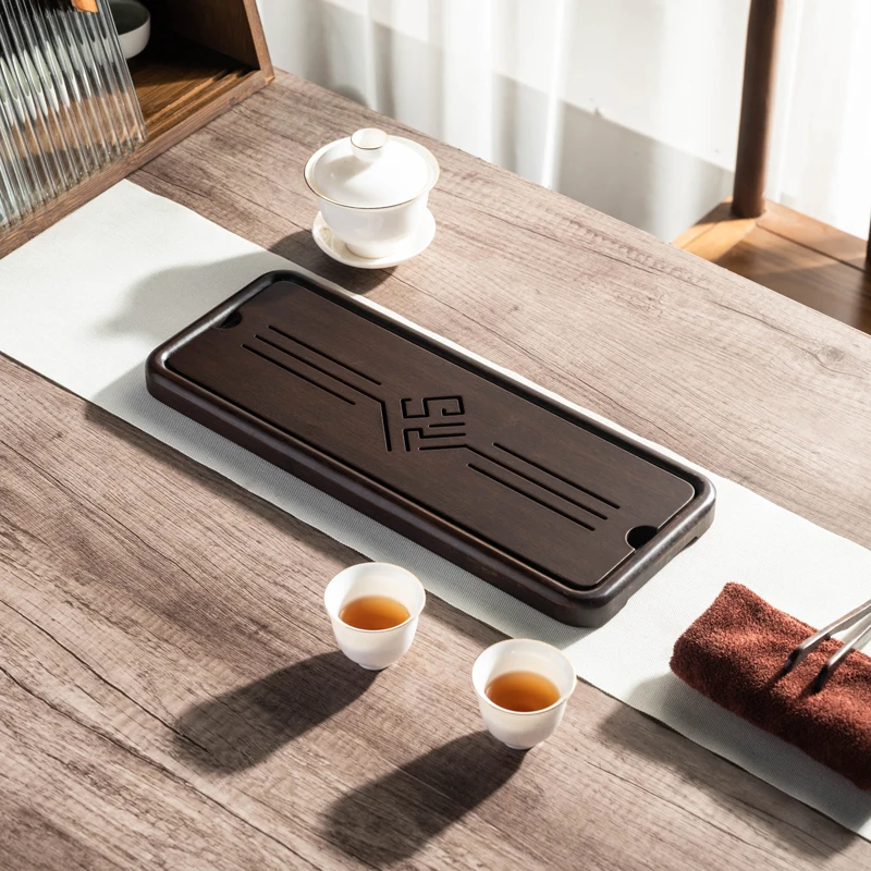 

Kitchen Teaware Tea Tray Modern Luxury Dish Long Vintage Wooden Tray Home Office Bandeja De Madera Tea Tools Accessories