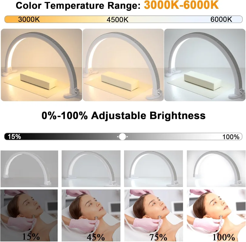 Lampada per unghie da tavolo a mezzaluna con lampada per ciglia a forma di U con diamante Lampade da tavolo portatili per salone di bellezza per salone di tatuaggi per unghie