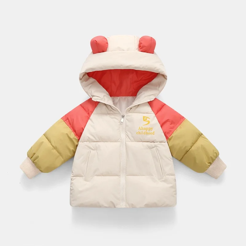 Boys Girls Patchwork Outerwear 2024 Autumn Winter Down Coats Children Thickened Warm Hooded Jackets Kids Fashion Overcoat 2-6Y