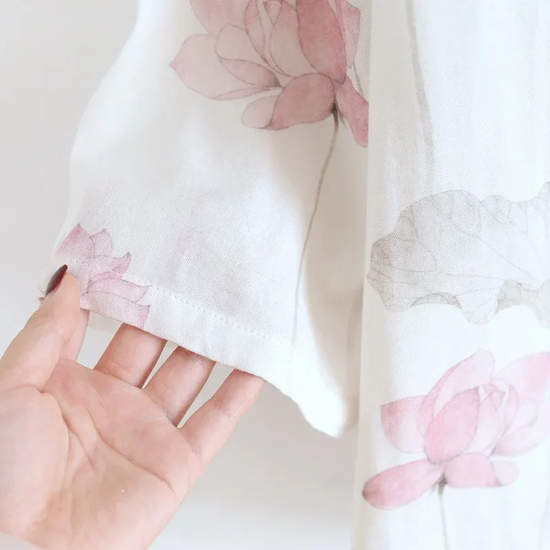 여름 여성 잠옷 2 Pcs 세트 중국 고대 스타일 여성 잠옷 홈 정장 반팔 반바지 라운드 넥 Pijamas