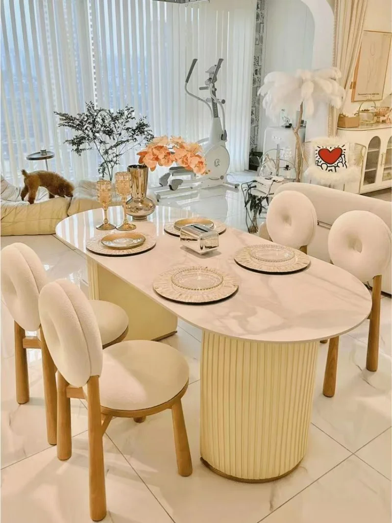 

Nordic Modern Bedroom Cream Style Makeup Chair Online Celebrity Dressing Stool Simple Dining Chairs Doughnut Lambswool Chair Ins