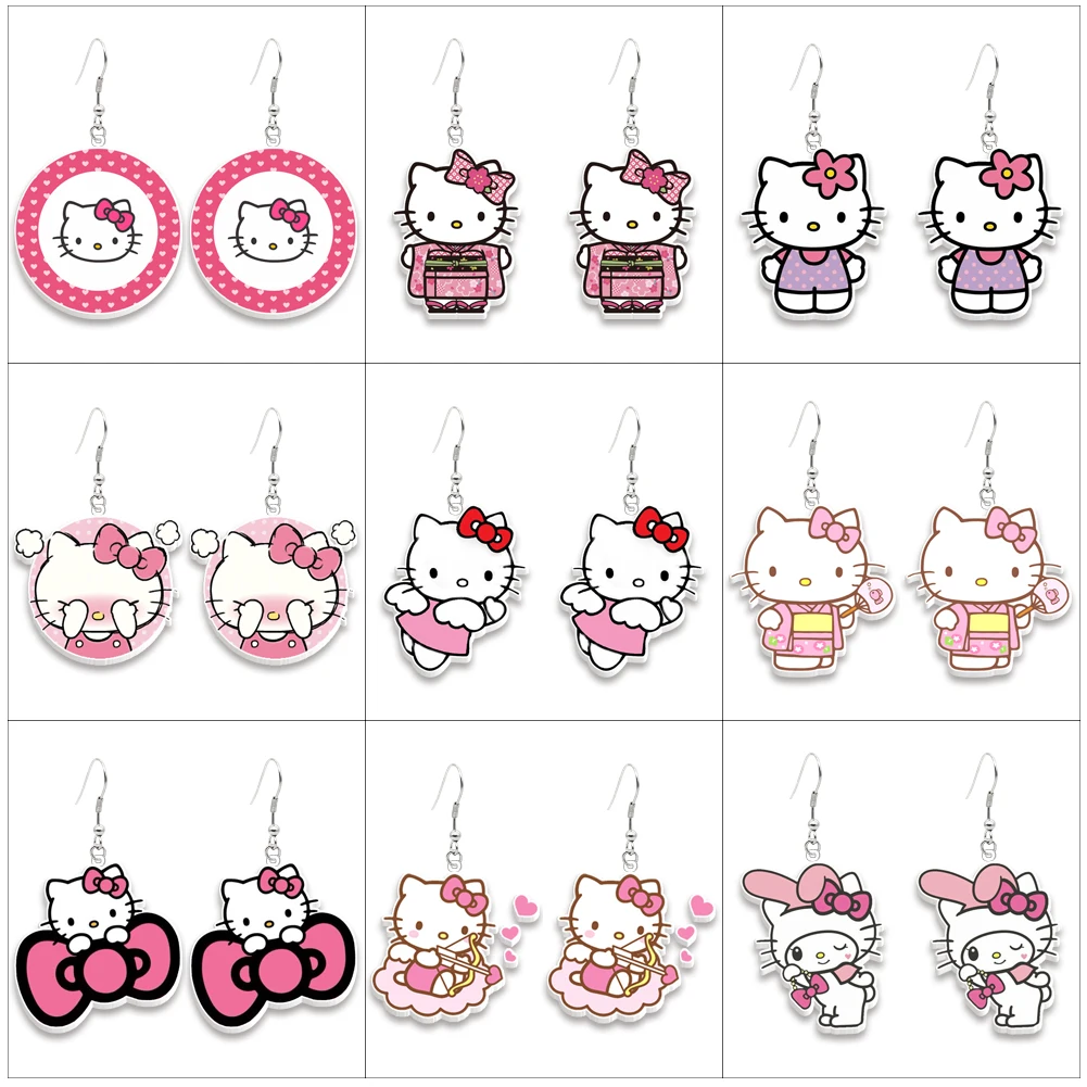 Hello Kitty Super Cute Funny Earring Hook Cute Pendant Earrings Girl Jewelry Accessories Kids Party Gift Daughter's Gift