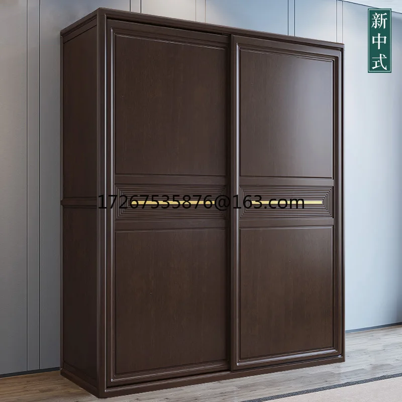 

Chinese solid wood sliding door wardrobe sliding door large storage wardrobe home master bedroom modern simple furniture