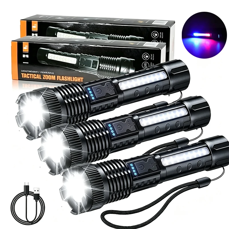 Powerful Rechargeable LED Flashlight Zoomable Handheld Torch for Outdoor Camping Night Work Emergency Lighting