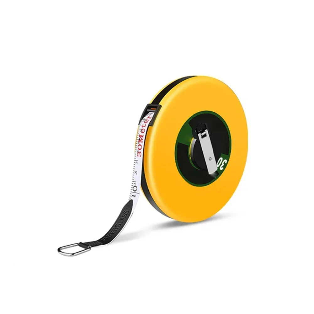 1PC Fiber Measuring Tape 10-100M Soft Tape Measure Ruler Wear-resistant Construction Tape Measure And Swivel Wheel For Surveying