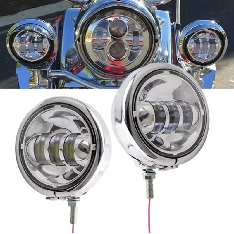 

2Pcs 4.5inch Motorcycle LED Fog Light With DRL 30W Waterproof Round Auxiliary Passing Lamp For Electra Glide Classic FLHTC