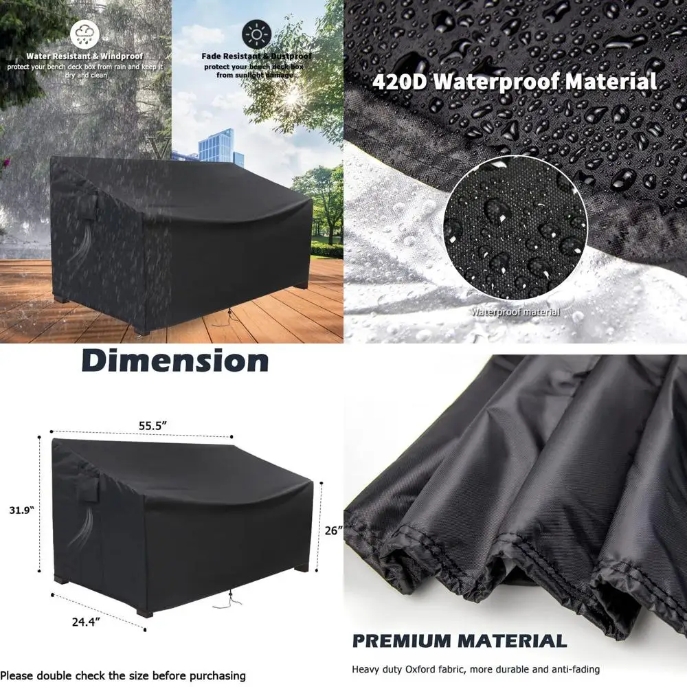 

Защитный чехол для уличной скамейки-ящика для хранения, 70 галлонов, водонепроницаемый чехол для скамеек/сидений для патио/ящиков для хранения