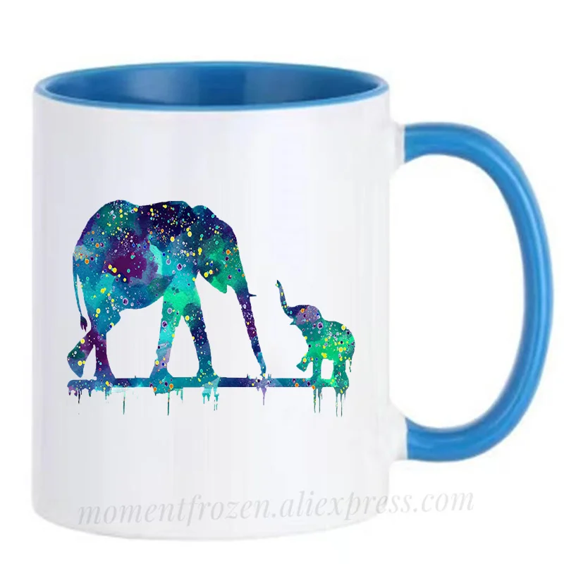 

Watercolor Elephant Coffee Cups, Dad & Kid, Coffee Mug, Cocoa Tea Mugen, Friend Gift, Home Decal Tableware, Coffeeware, Teaware