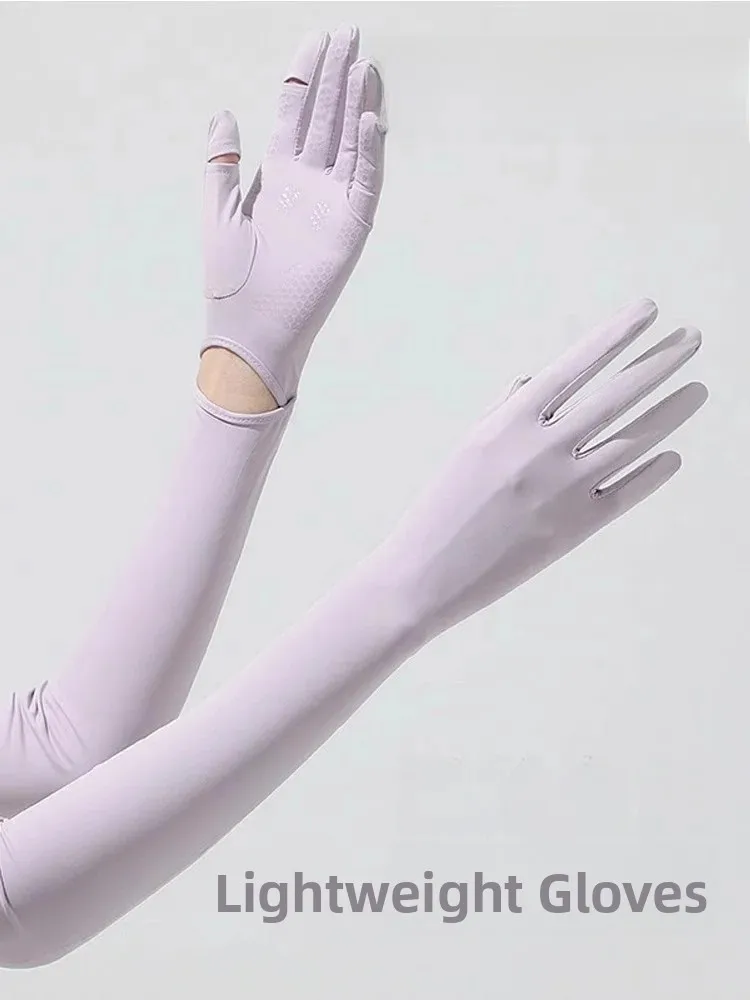 Sun Protection Long Ice Silk Gloves Ultraviolet Protection Light Weight Breathable Driving Arm Covers for  Bicycles