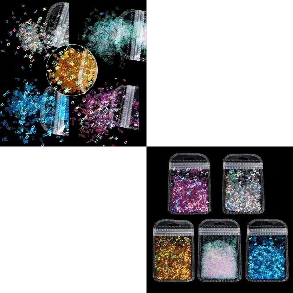 

9HJK смола Голографическая коренавая буква с блестками хлопья для ногтей.