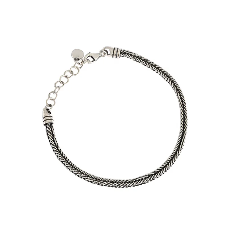 Korean S925 sterling silver Bracelet ins minority Cold style Simplicity Thai Silver Retro Chain Snake bone chain Bracelet