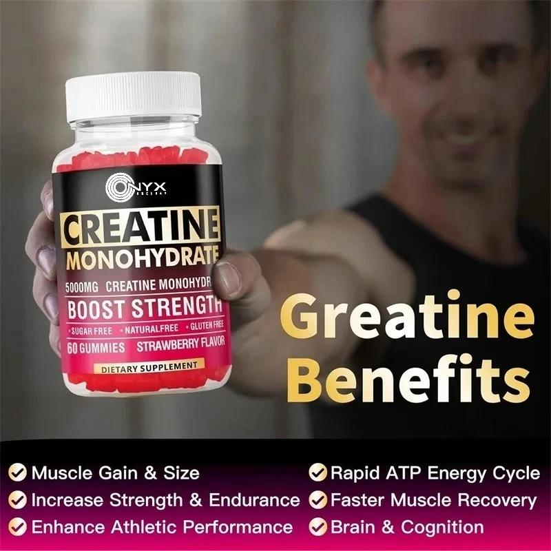 Creatine Monohydrate Gummies for Men & Women - Improve Athletic Performance and Recovery, Build Muscle Mass
