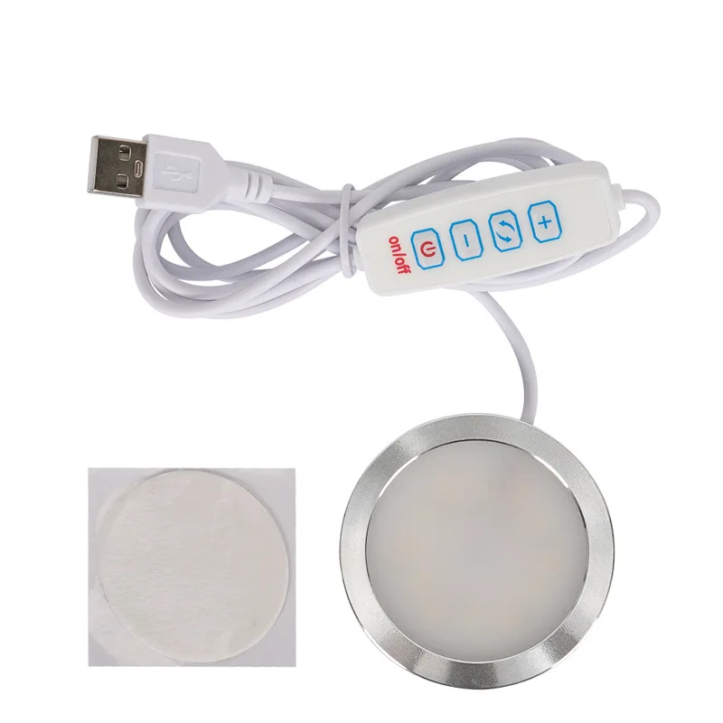 LED Spotlight USB 5V Ultra-thin Cabinet Lamp with 1.5M Dimmer Cable 2W Display jewelry led Spotlig White /neutral/ Warm Light