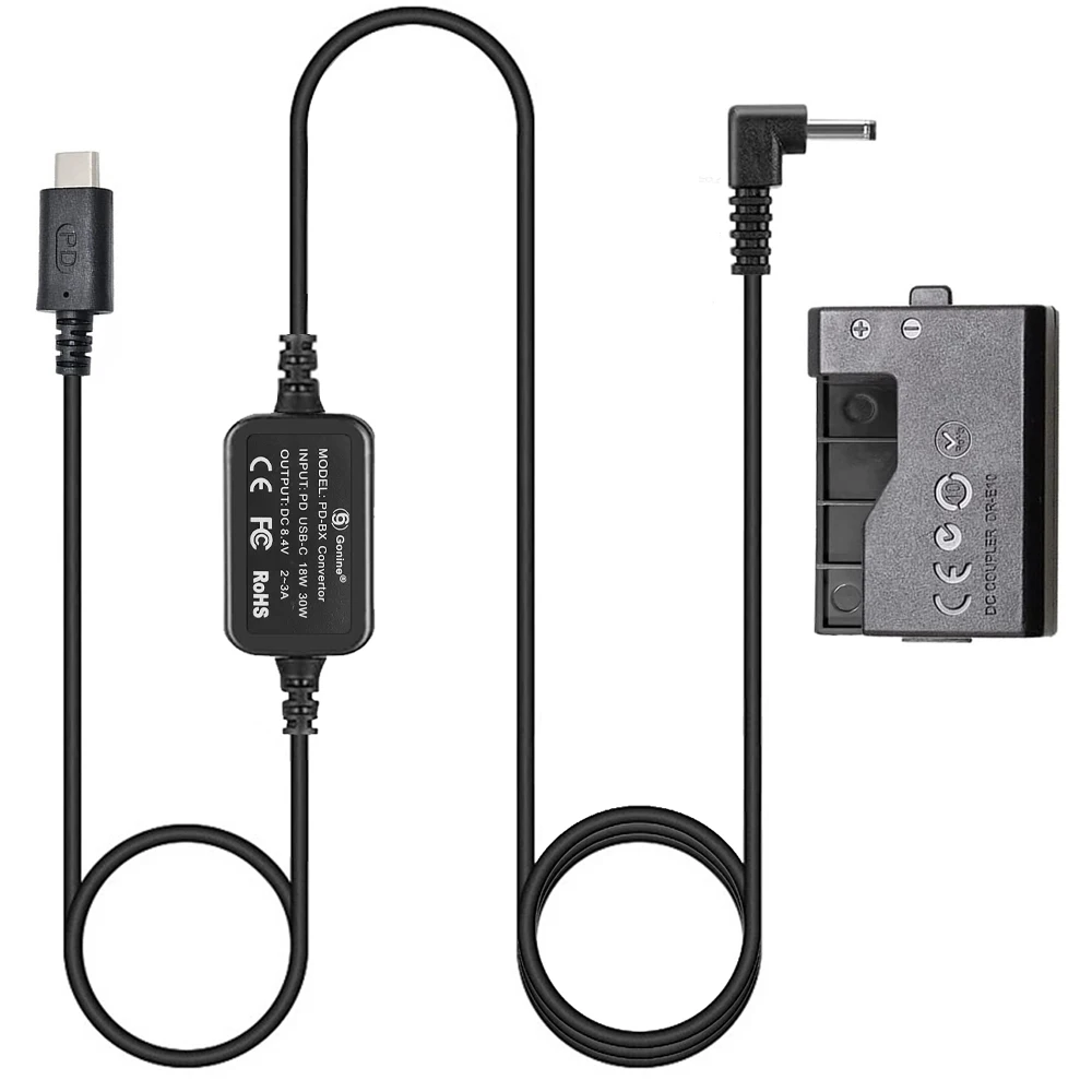 USB-C DR-E10 DC Coupler LP-E10 Dummy Battery for Canon EOS Rebel T3,T5,T6,EOS 1100D,1200D,1300D,Kiss X80 Cameras DSLR Camera