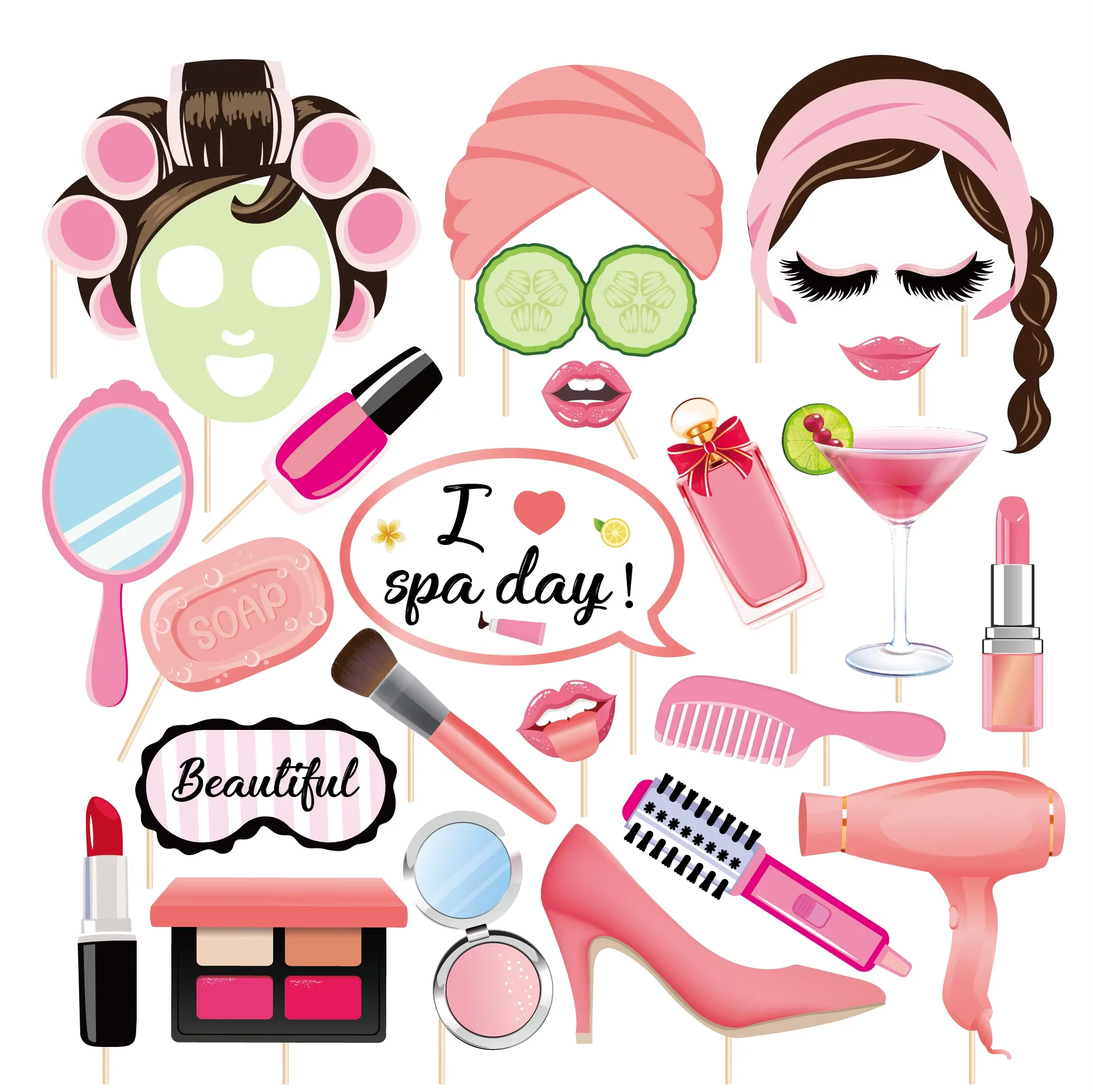 Spa Make-up Geburtstagsparty-Zubehör Kosmetik Mädchen-Geschenke Tischgeschirr Teller Becher Luftballons für Mädchen-Geburtstagsfeier Hochzeitsdekoration – Detail 18