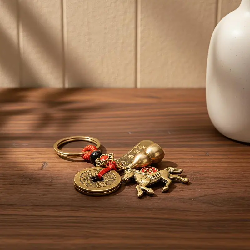 Feng Shui Pi Xiu Lucky Keychain 2026 Year of Horse Wealth Pendant Key Ring Perfect Gift for New Year Celebration Home Use