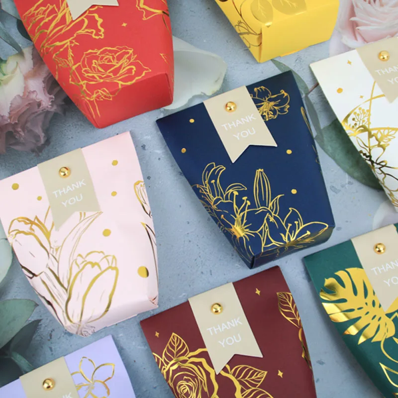 Upscale Bronzing Paper Candy Boxes Favor Gift Packaging Box Chocolate Package Box Birthday Party Christmas Wedding Decoration