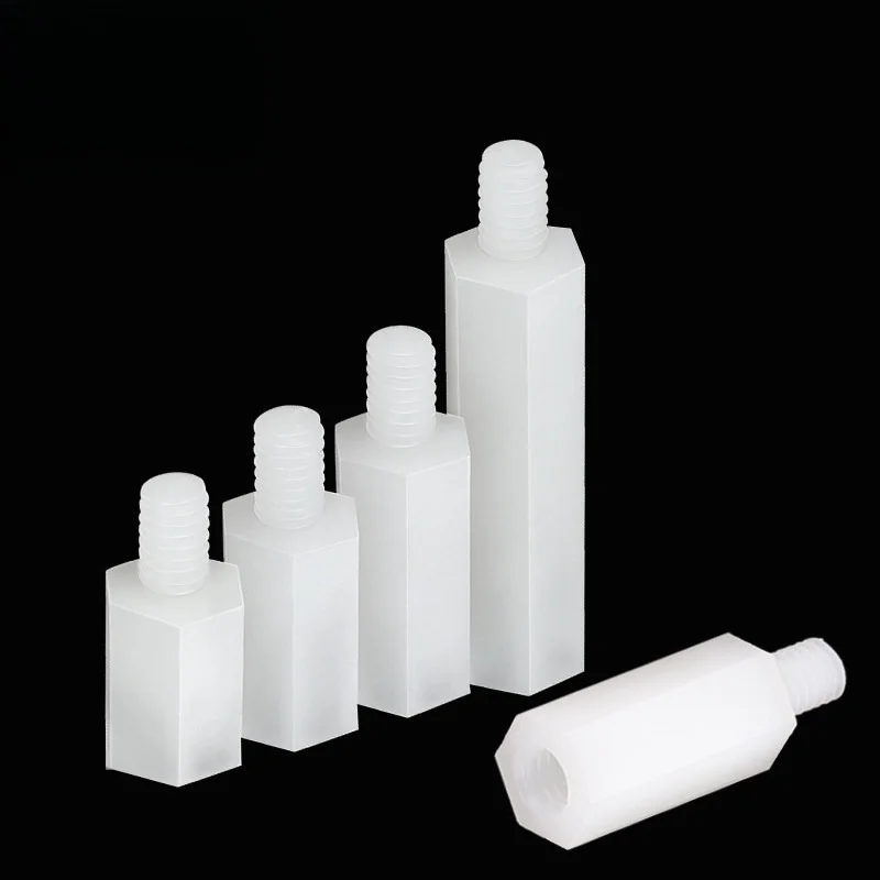 50pcs Black/white Spacing Screw M2/M2.5/M3/M4*L+6mm Thread Plastic For PCB Motherboard Fixed Nylon Standoff Spacer Pillar