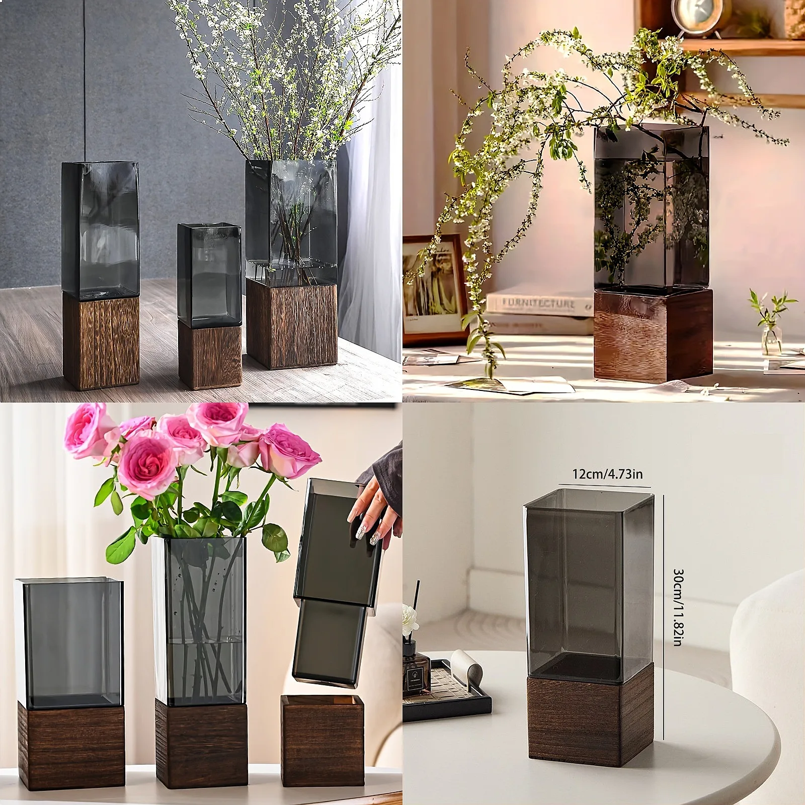 1pc Nordic Style Acrylic Vase with Base, Perfect for Party Table Centerpieces, Living Room Decoration, Ideal Gift for Others