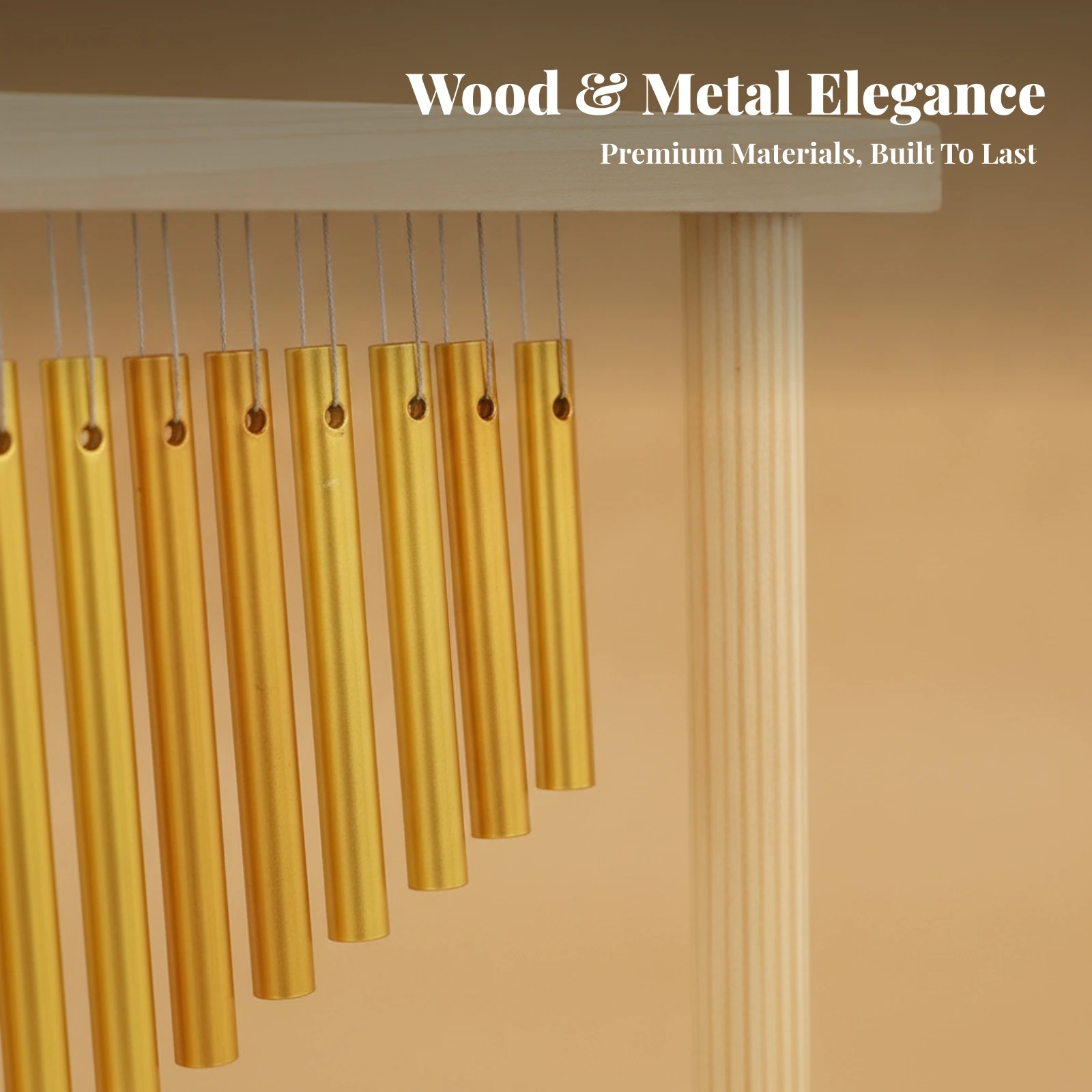 Zen Atmosphere Garden Decoration Aluminum Tube Wind Chime Hanging Ornament 20-Tone Wind Chime Natural Wood Curved Row