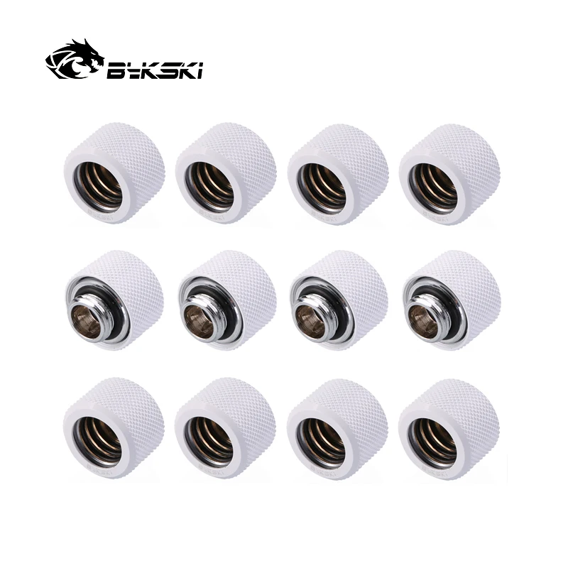 

Bykski 12pcs/Lot OD14mm 16mm Hard Pipe Fittings PETG Tube Hand Compression G1/4'' Adapter Connector Black White Gold B-HTJ-L14