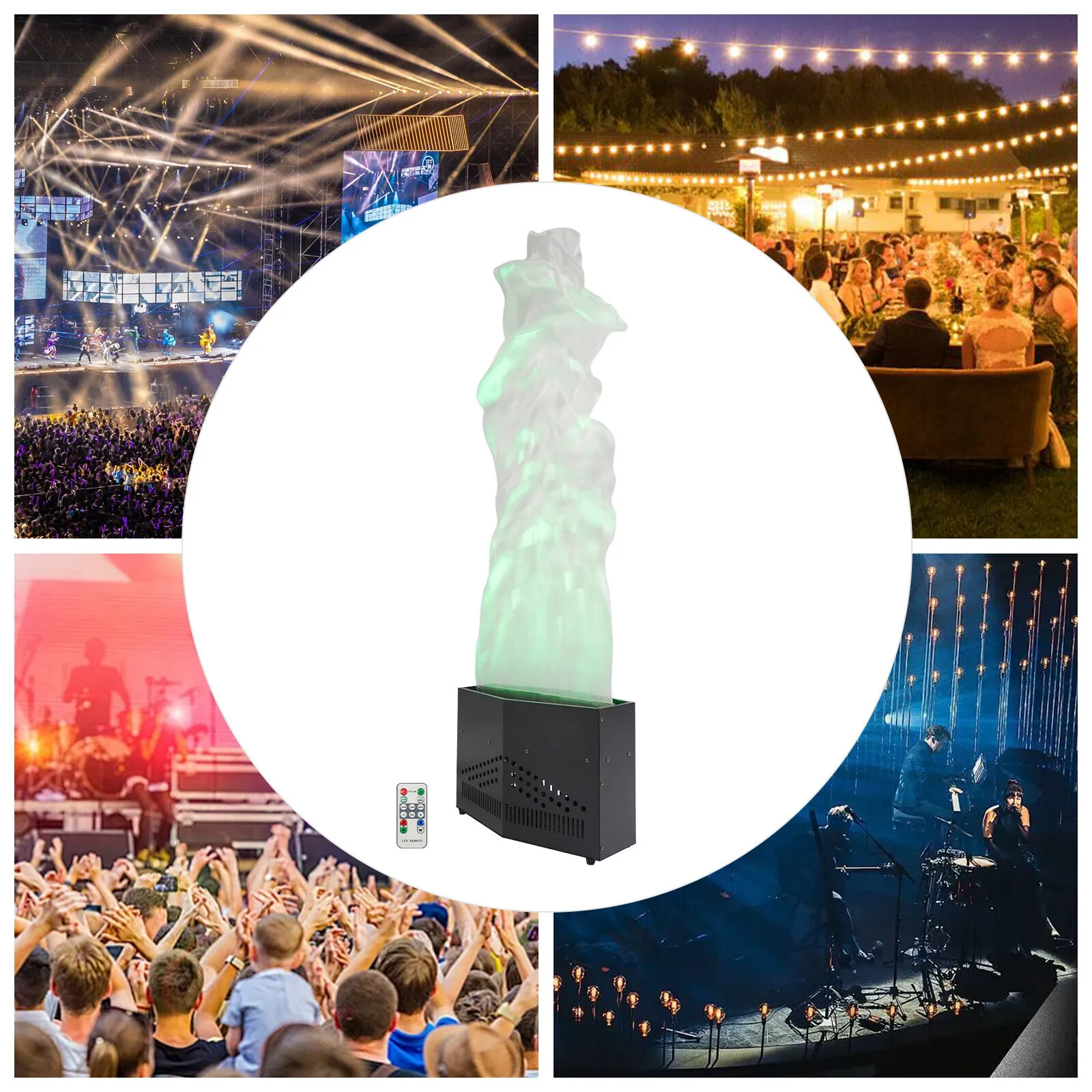 DMX512 RGBW ضوء لهب النار المزيف، مصباح تأثير المرحلة 130 وات مع 24 LED وجهاز تحكم عن بعد، لحفلات DJ وعيد الميلاد وعيد الميلاد