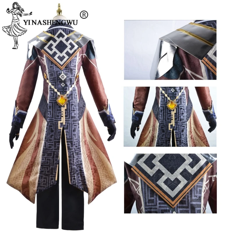 Genshin Impact Cosplay Zhongli Costume Men Uniform Shoes Monarch Suit Masquerade ZHONGLI Wig Comic Prince Outfits Halloween Prop