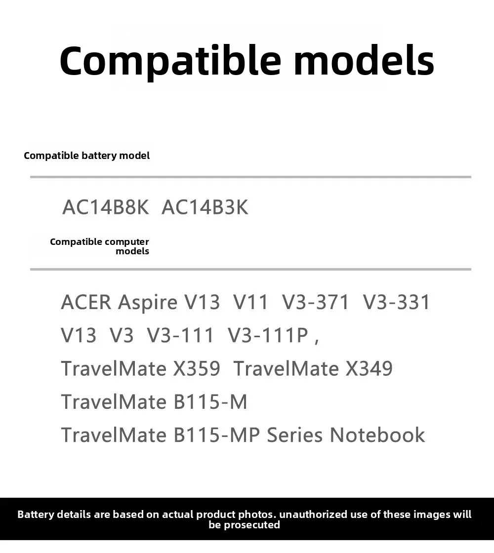 بطارية كمبيوتر محمول AC14B8K مكونة من 4 خلايا لجهاز Acer B3K TMP236 P238 MS2392 N17C1
