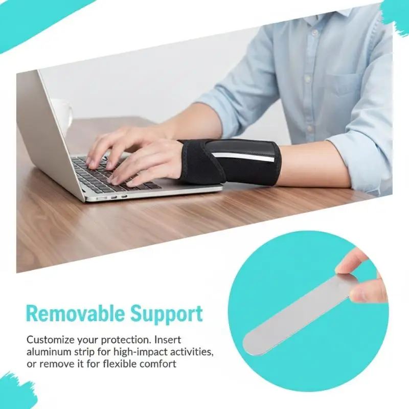 Adjustable Wrist Stabilizer Brace Detachable Aluminum Strip Adjustable Tightness for Crossfit Weight Training Wrist Protection