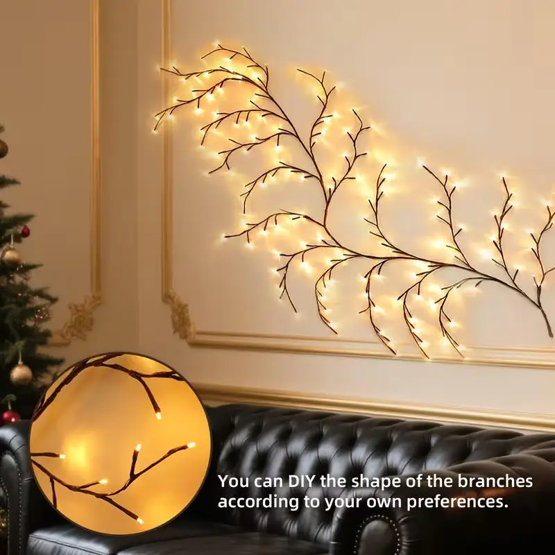 USB Vine String Light 8 Mode With Remote Waterproof LED Flexible DIY Tree Branch Lamp Fairy Light Home Wall Christmas Decoration