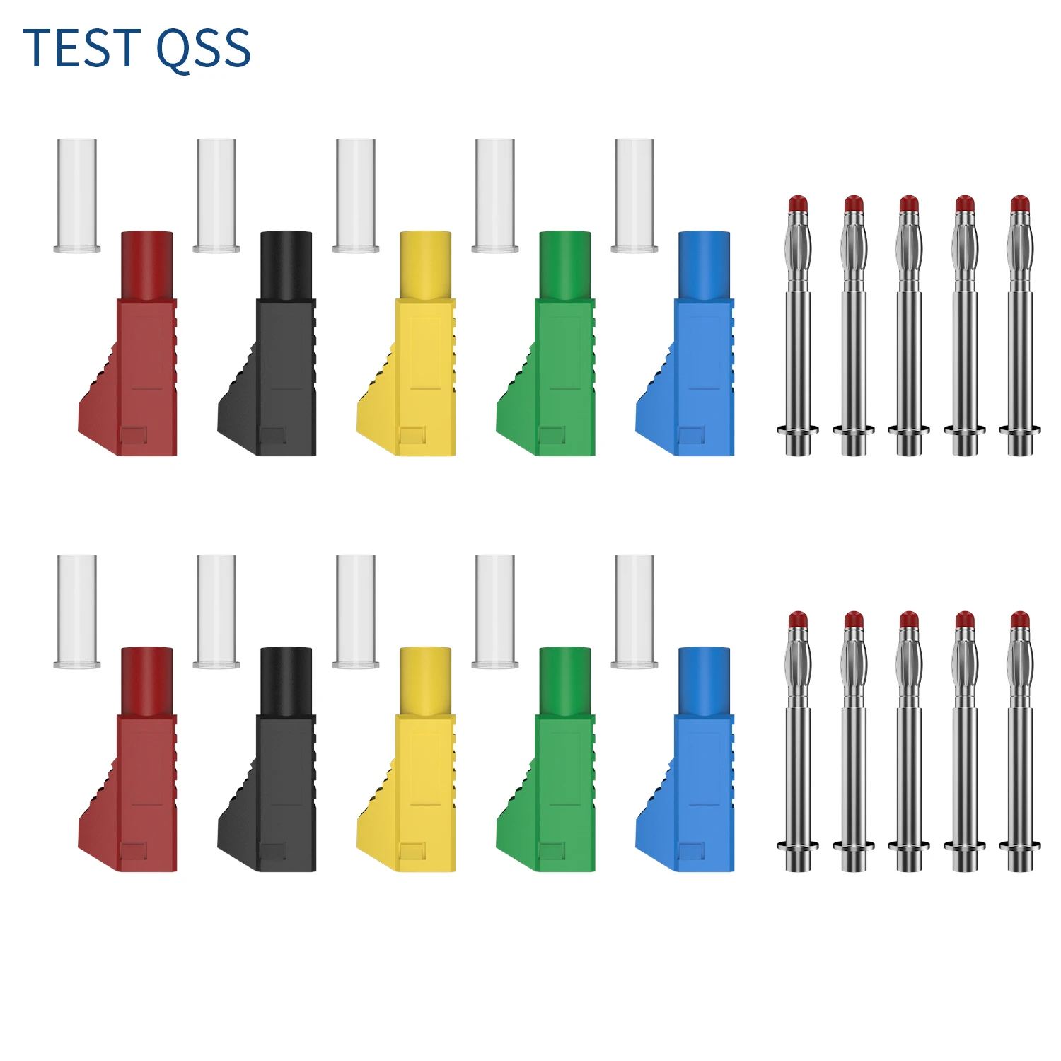 QSS 10PCS 4MM Safety Retractable Sheath Stackable Banana Plug Wire Solder Connector DIY Electrical Tools