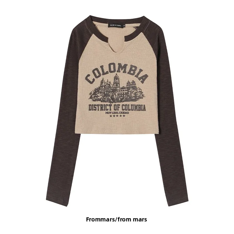 

Винтажная американская футболка в стиле Hot Girl с коротким рукавом, модный брендовый топ с длинным рукавом для женщин в уличном стиле