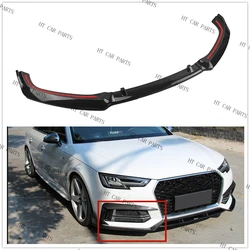 A4 B9 S4 3PCS Splitter ABS Front Shovel Bumper Lip Spoiler Diffuser For AudiA4 S-line Carbon fiber pattern Car Styling 2017-2019