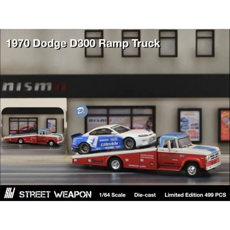 SW 1:64 Dodge D seri Dodge D300 model paduan truk jalan, koleksi mainan dekoratif anak-anak, hadiah liburan untuk anak-anak.