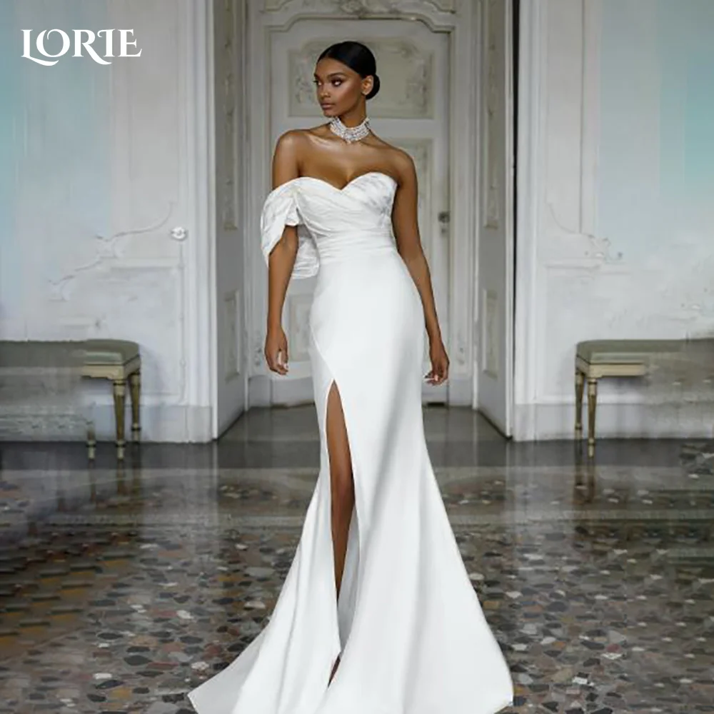 

LORIE Shiny Satin Wedding Dress Strapless Backless Mermaid Bride Gowns Customized Bride Dress Sweetheart Bride vestidos de novia