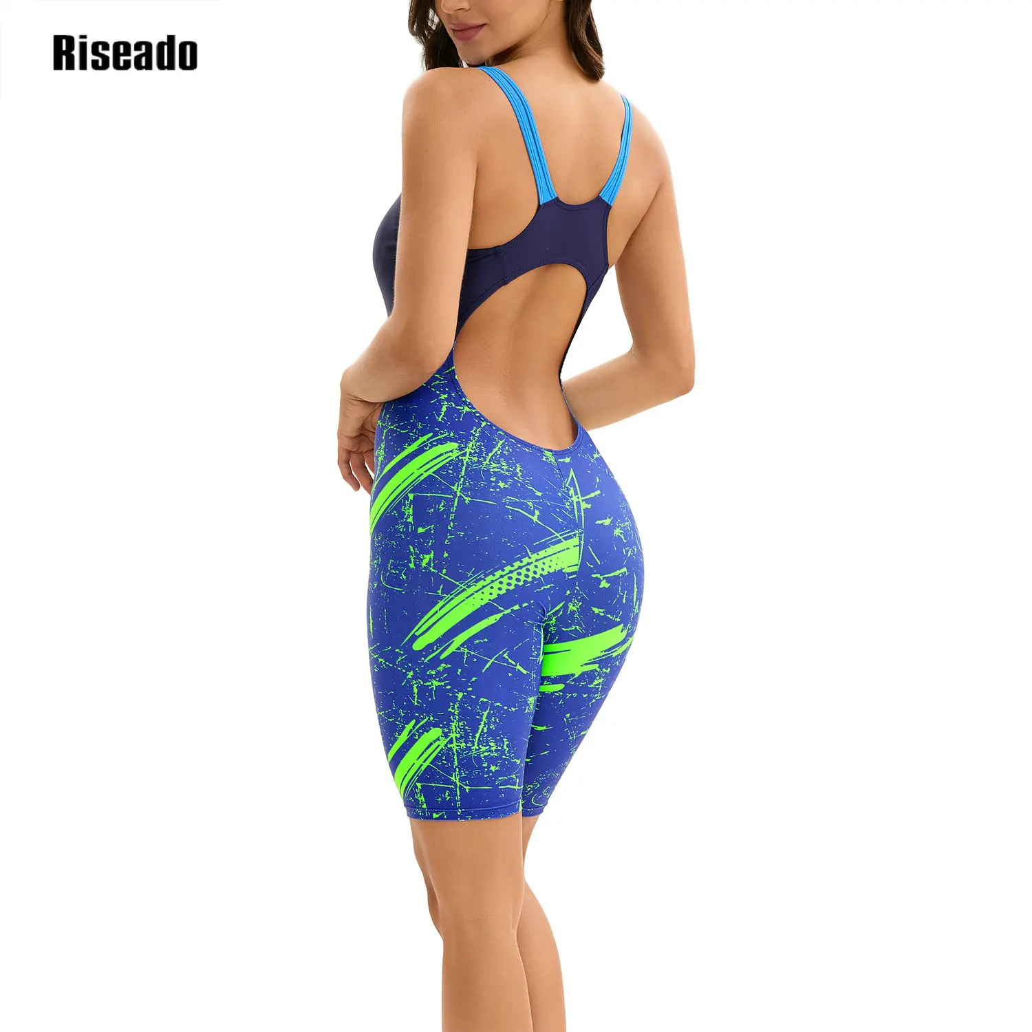 Riseado Athletic One Piece Swimsuits for Women Boyleg Swimwear Racerback Bathing Suits