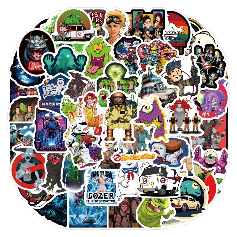 60 قطعة من ملصقات جرافيتي Ghostbusters حقيبة كوب ماء جيتار سيارة سكوتر قرطاسية الهاتف المحمول شارات تزيين ذاتية الصنع