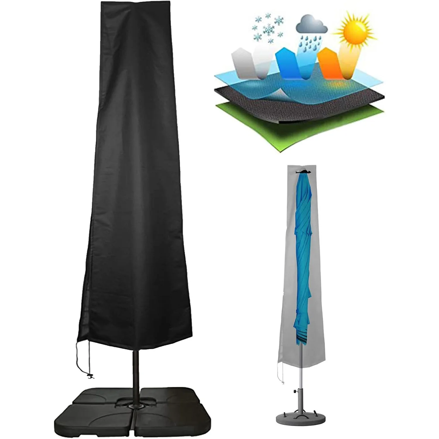 1pc Oxford Cloth Outdoor Parasol Cover, Waterproof Windproof Sunproof Dustproof, Storage Protective Cover for Banana Umbrella