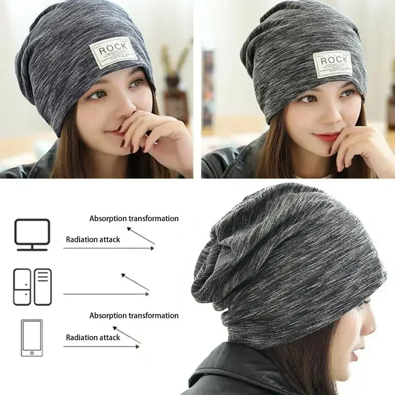 Silver Fiber Electromagnetic Wave Rfid Shielding Beanie, Capa protetora do cérebro, Monocromático Emf Proteção Hat, Blindagem Rf e Microondas