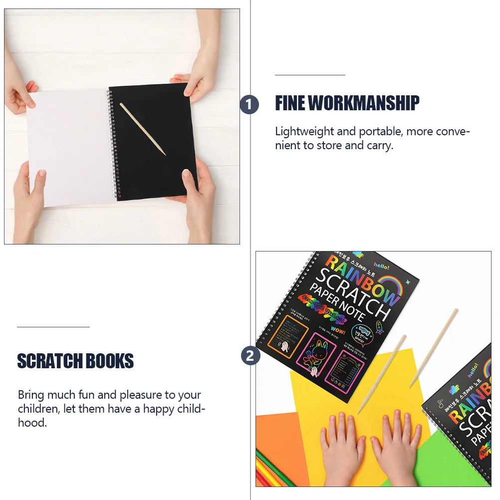 3 Sets Scratch Books Kids Drawing DIY Papers Graffiti Book Creative Paper Painting Toy Lightweight Portable Fun Activity
